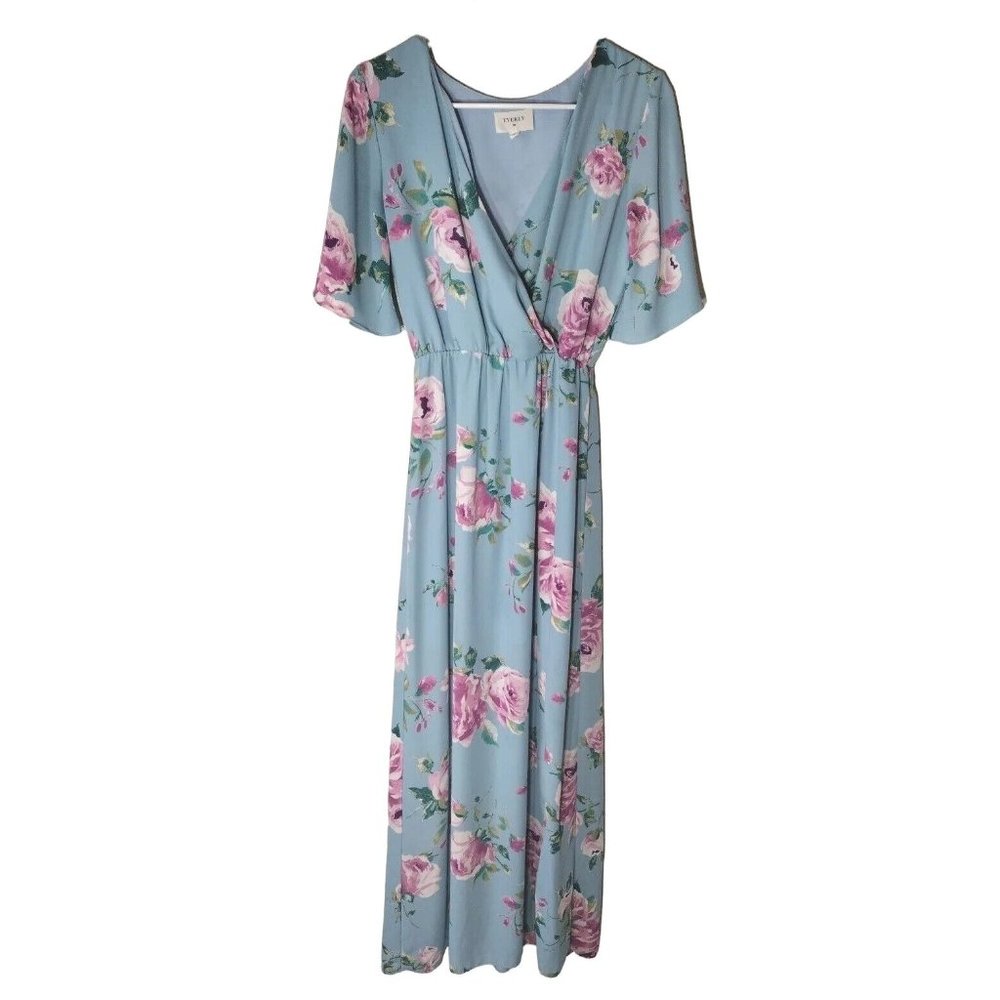 Everly Dress Small Maxi Short Sleeve Front Slit Spring Floral